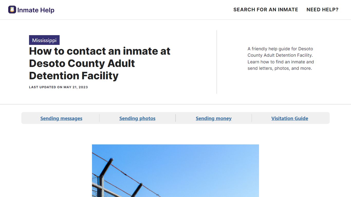 How to contact an inmate at Desoto County Adult Detention Facility